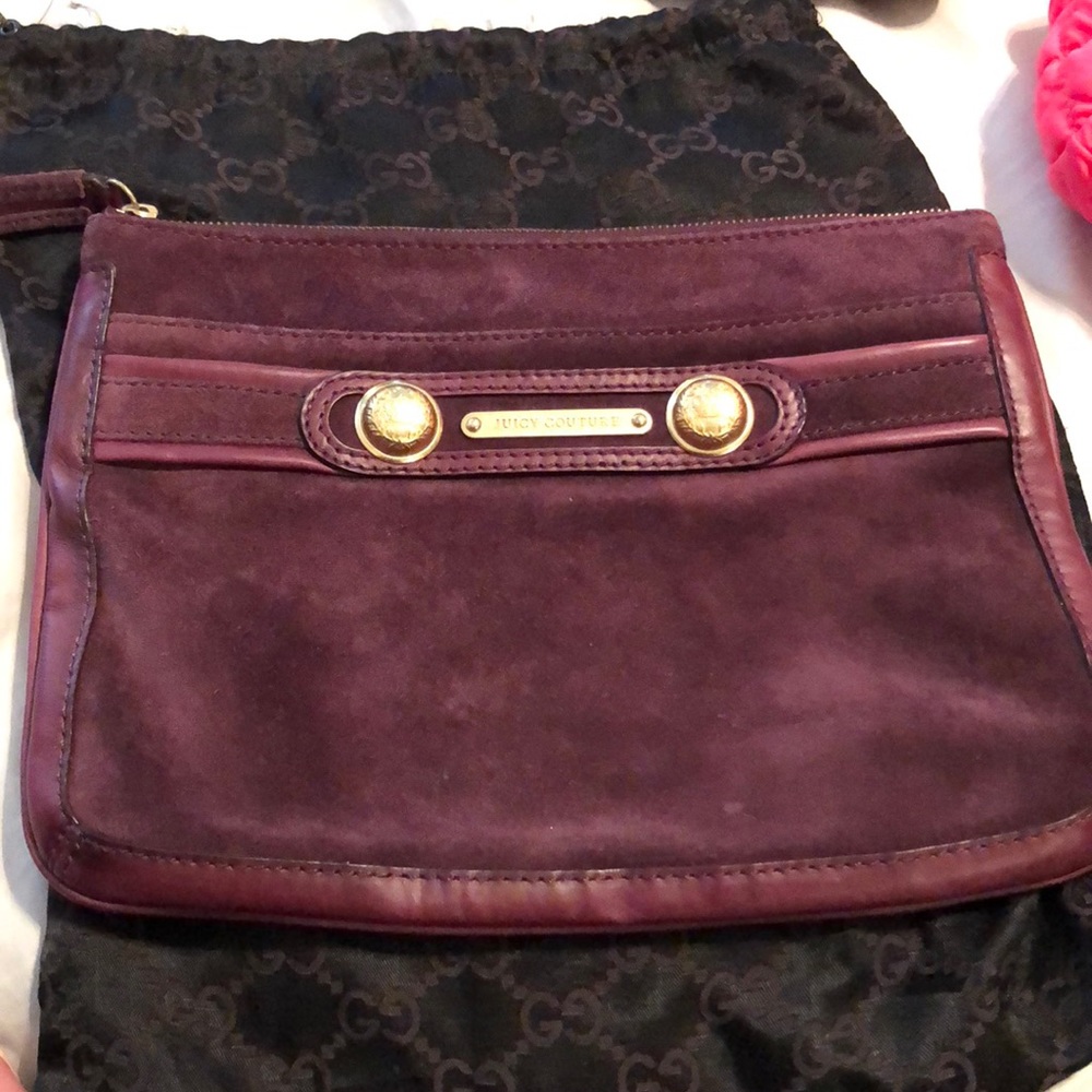 Purple suede clutch